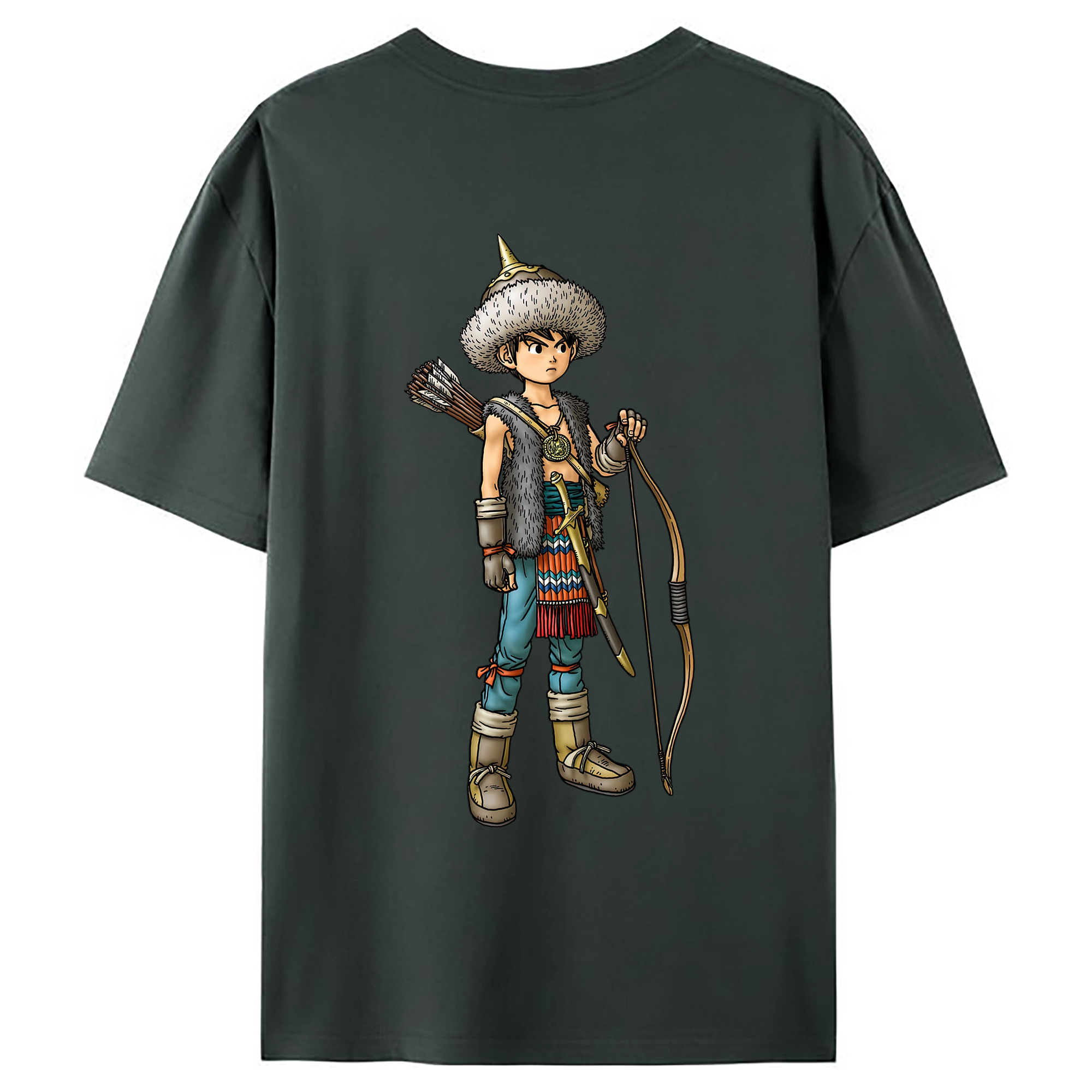 （画像用） ドラゴンクエスト Doragon Kuesuto Dragon Quest 綿100％ メンズ半袖Tシャツ（バックプリント） 通気性